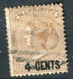 Mauritius SG84 1878 QV 4c on 1d bistre used