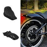 Short Rear Fender w/ LED Light+Whit Line Driver Seat For Harley Fat Boy 18-2023
