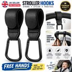 2X Black Stroller Hooks Pushchair Pram Buggy Bag Clips Carabiner Shopping Holder