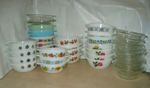 Mini JAJ/Pyrex dishes.  Pixies. Lobster. Fiesta, June Rose, Clear, Phoenix 