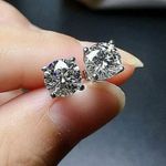 3Ct Round Cut Diamond Solitaire Stud Earrings 14K White Gold Finish Wedding Gift