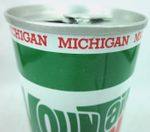 rare MICHIGAN MOUNTAIN DEW soda pop straight steel can GO BLUE University of MI
