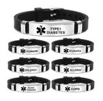 Diabetes Allery Blood COPD Alert Bracelet Wristband Stainless Steel Bracelet