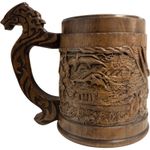 Alduin's Wall Skyrim Intricately Carved Wooden Mug Tankard Stainless Flask Gift
