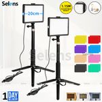 2× 8” LED Video Lighting Kit Portable Photo Light Stand Photography Studio Live