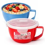 2-8pk Microwave Soup Bowl With Lid & Handle 900ml | Food Porridge Noodle Mug Cup