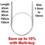 1.5mm - 10mm Circular Knitting Needle Stainless Steel Various Lengths  UK Seller