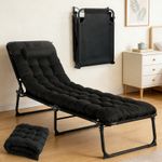 Portable Camping Bed Adults Folding Cots Sun Lounger Guest Bed Black Beds + Mat
