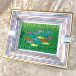 Vintage Hermes Paris Cigar Ashtray Change Tray Colorful Fish Porcelain Gold Rim