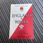 1978 ENGLAND V WALES 5 NATIONS GRAND SLAM WIN INTERNATIONAL RUGBY PROGRAMME