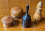 4 Small Treen Turned Wood Lidded Pots