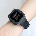 Luxury Carbon Fiber Case Rubber Strap for Apple Watch 10 Band 42mm/46mm Mod Kit