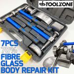 Body Repair Kit Dent Panel Beating 70% Fibre Glass Hammer Dolly 7 Piece Tool Set
