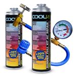 COOL5 R12/R134a 5-in-1 Aircon Recharge Kit 2x 500ml Cans+Hose -AC Refill Bundle!