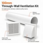 Through-Wall Vent Kit 100mm 4" 500mm Duct White Backdraft Damper Insect Screen