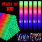 100x Foam Glow Sticks Premium High Quality Large LED Light up 18" Multi Colour