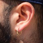 Solid Gold Plated Men's 925 Sterling Silver Post Huggie Hoop Earrings
