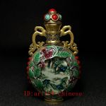 3.5 Inch Old Chinese Copper Cloisonne Inlay Jewelry Landscape Snuff bottles Gift