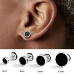 Men's Earings Round Black Oil Drip Stud Earrings For Men Hiphop Ear Accessories