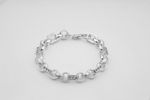 Sterling Silver 925 Ladies Stone Set Gypsy Belcher Bracelet 7.5 inch Length
