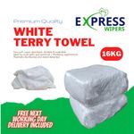 16kg (2 x 8kg Bales) White Terry Towel Cleaning Rags Wipers Wiping Cloths Bundle