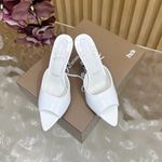 Christian Louboutin White Patent Leather Stiletto Mule Heels Pointed Toe  374142