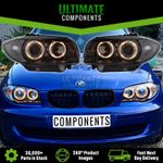 BMW 1 Series E81 E82 E87 E88 2004-2012 Black Projector Halo Angel Eye Headlights