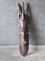 Large Hand Carved Wooden Mask Black Man African American Wall Hanging