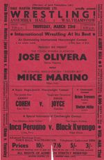 WRESTLING FLYER - @ Assembly Hall, Walthamstow 23 Mar 1961 Olivera Cohen Marino