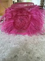 Betmar New York Cerise Pink Wedding Hat with Feathers One Size BNWT