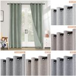 Thick Linen Blackout Curtains Ready Made Eyelet Ring Top Pair Panel +Tie Backs
