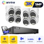 ANNKE 5MP 3K Colorvu CCTV System Audio Mic Camera 8CH H.265+ DVR Security Turret