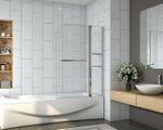 Chrome 180?Pivot Bath Shower Screen 1000x1400mm With Glass Shelves & Towel Rail