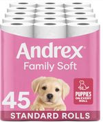 Andrex Family Soft Toilet Tissue 45 Rolls (Previously Andrex Gentle Clean) Gentl