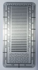 CZECH METAL STAMP PERFORATION GAUGE IN 1/4 UNITS DOUBLE SIDED WATERMARK HEAVY