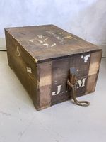 Antique Pine Chest Trunk Coffee Table Army Military Original Paint c.1930s