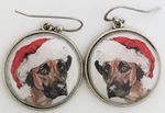 Santa Rhodesian Ridgeback Dog Breed Christmas Earrings