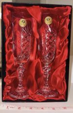 Collectable, Genuine Zawiercie  Crystal Champagne Flutes In Gift Box. In VGC