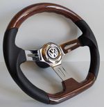 Steering Wheel fits For VW T4 Wood Flat Bottom Sport  Bus Transporter Van 97-04'