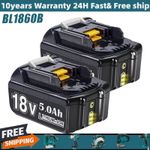 2Pack for Makita 18Volt Li-Ion LXT 5.0Ah Battery BL1860 BL1850 BL1830 BL1840 LED