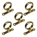5 x Die Cast Schoolboard Pipe Clips Wall Bracket Screw-On Brass
