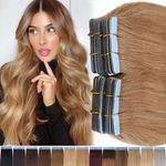 THICK Russian Tape In Short Human Hair Extensions Real Remy Skin Weft FULL HEAD