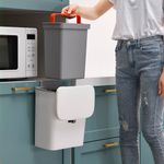 Wall Mounted Waste Bin Kitchen Cabinet Door Cupboard Hanging Trash Can w/ Lid 9L
