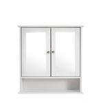 Bathroom Mirror Cabinet Wall Mounted Storage Cupboard Shelves White Double Door