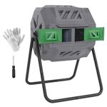 Outsunny 160L Outdoor Tumbling Compost Bin with Dual Chamber, Grey
