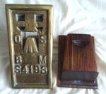 Brass Ordnance Survey OSBM Benchmark Flush Bracket With Wooden Display Stand
