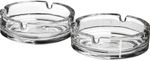 2 Glass Ashtray Cigarette Smoking Round Ash Tray Stackable Home Pub Garden