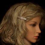 Antique Gold Art Deco Hair Clip Oval Floral White Rhinestones QD22