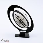 Rugby Ball Display Plinth BLACK (With Free Inscription Plaque)