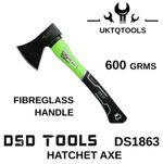 600g Hatchet Axe Fibreglass Handle Camping Garden Wood Chopping Cutting Tool